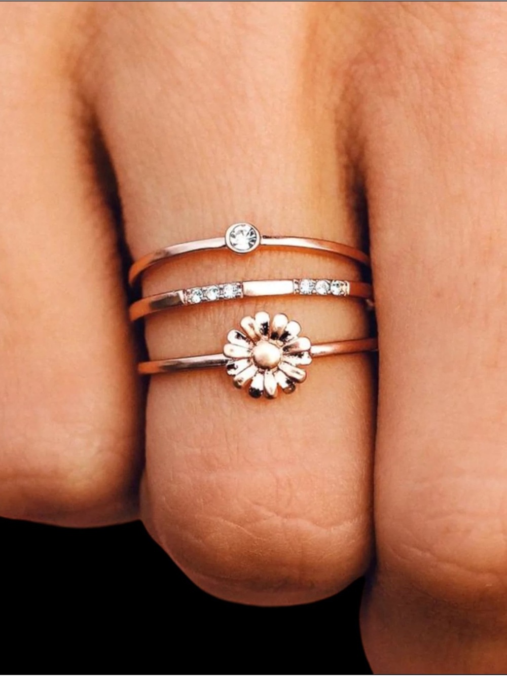 Pura Vida Daisy Pickin Ring Stack Size 6